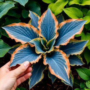 Хоста Океан Вью купить по цене от 960р. в интернет-магазине «Посадика» с доставкой почтой в в Балахнае и по всей России – [изображение №1].