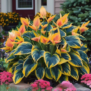 Хоста Флейм Данс купить по цене от 650р. в интернет-магазине «Посадика» с доставкой почтой в в Балахнае и по всей России – [изображение №1].